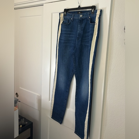 7 For All Man Kind High-Rise Side Stripe Jeans 31 - Picture 7 of 10